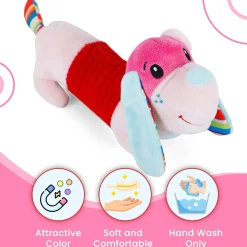 Baby Moo Puppy Quack Sound Plush Stuffed Toy Handheld Rattle - Pink