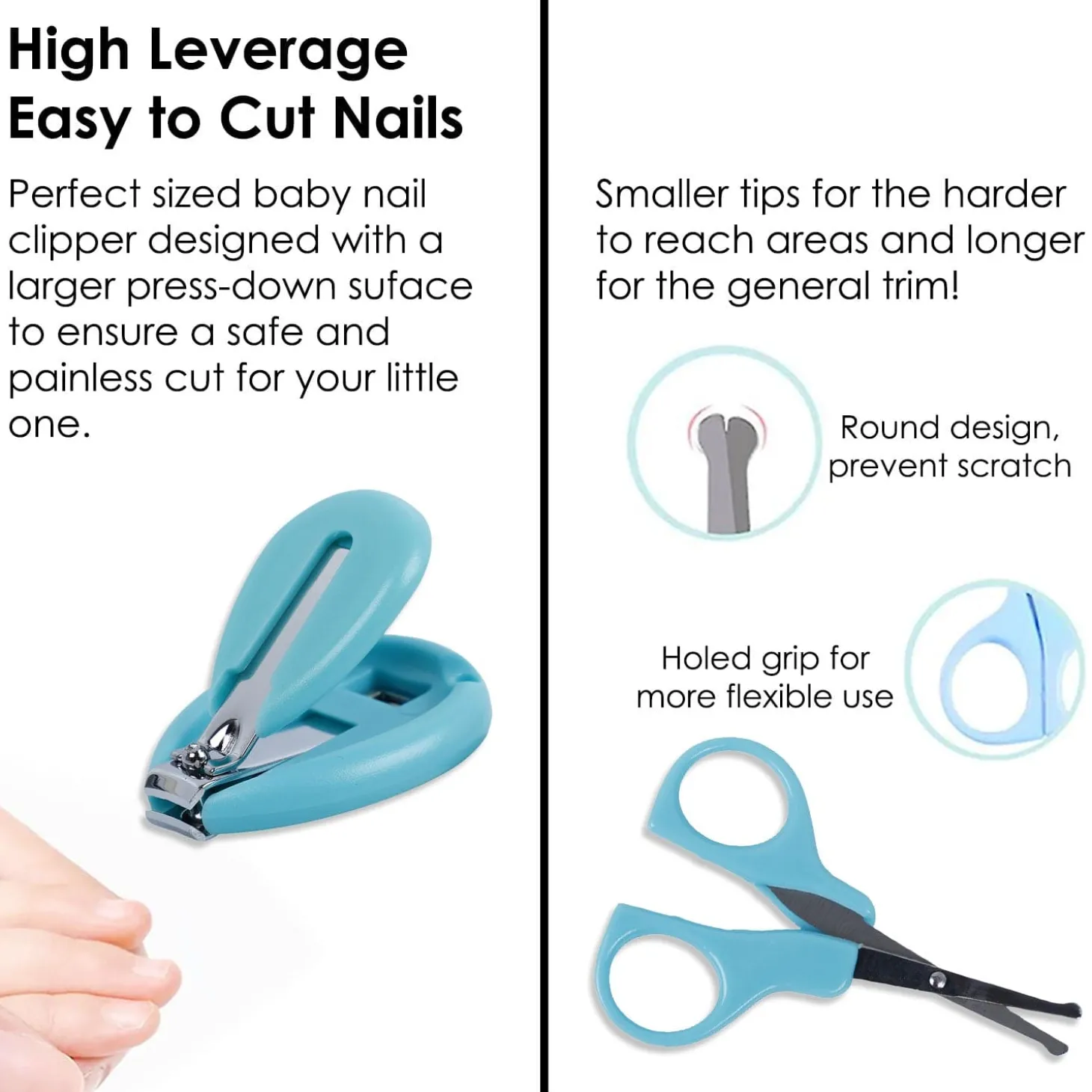 Baby Moo Quacking Ducky Gentle Manicure & Pedicure Infant Toddler Nail Clipper Set - Turquoise