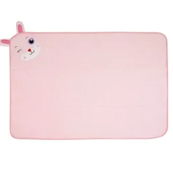 Baby Moo Rabbit Applique with 3D Ears Soft Blanket - Pink