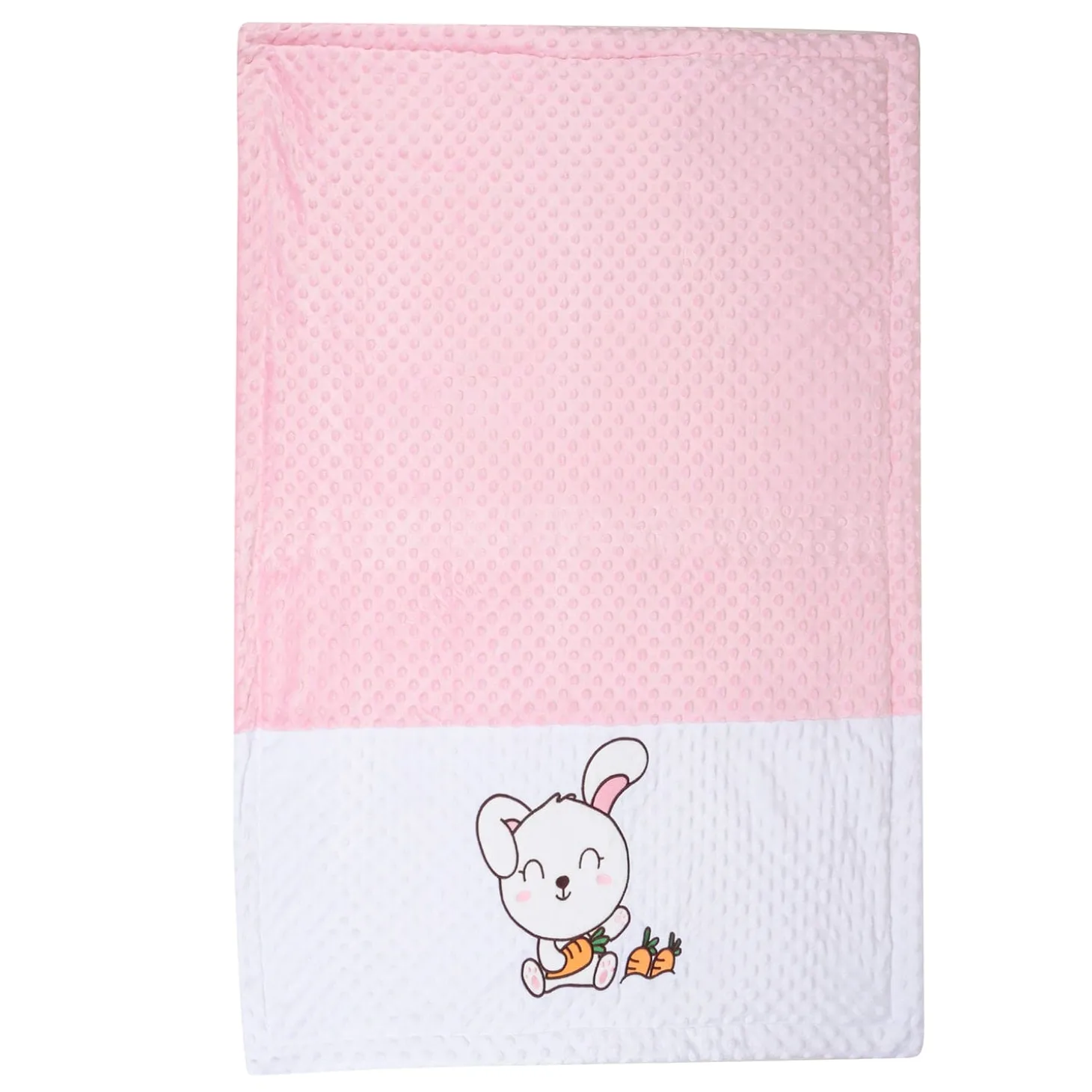 Baby Moo Rabbit Plush Cotton All Season Nursery Blanket - Peach