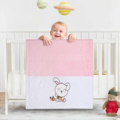 Baby Moo Rabbit Plush Cotton All Season Nursery Blanket - Peach