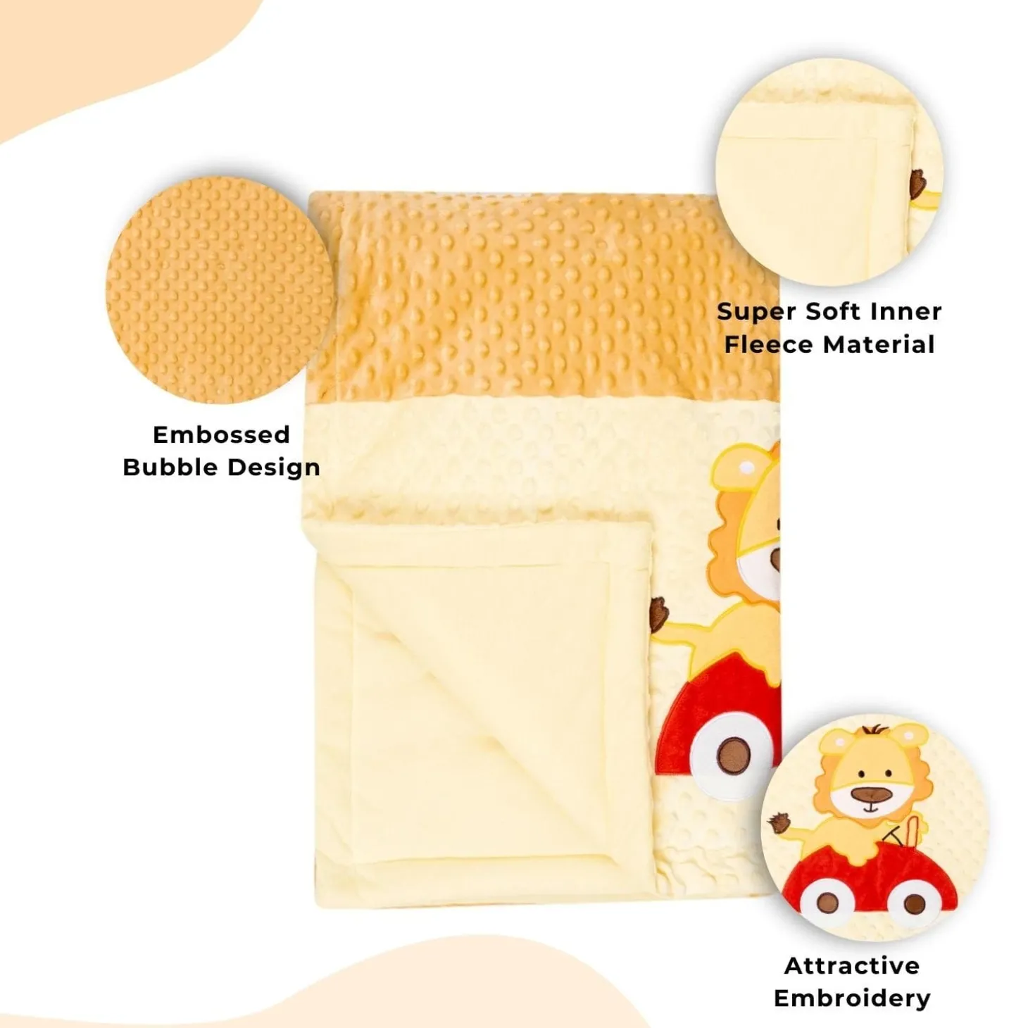 Baby Moo Racing Lion Plush Cotton All Season Nursery Blanket - Brown