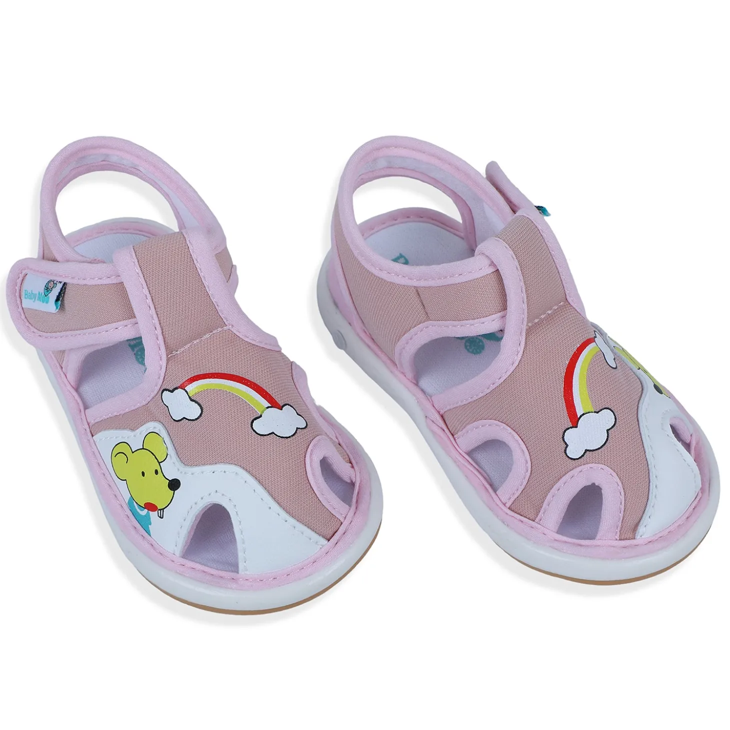 Baby Moo Rainbow Chu-Chu Sound Breathable Anti-Skid Sandals - Pink