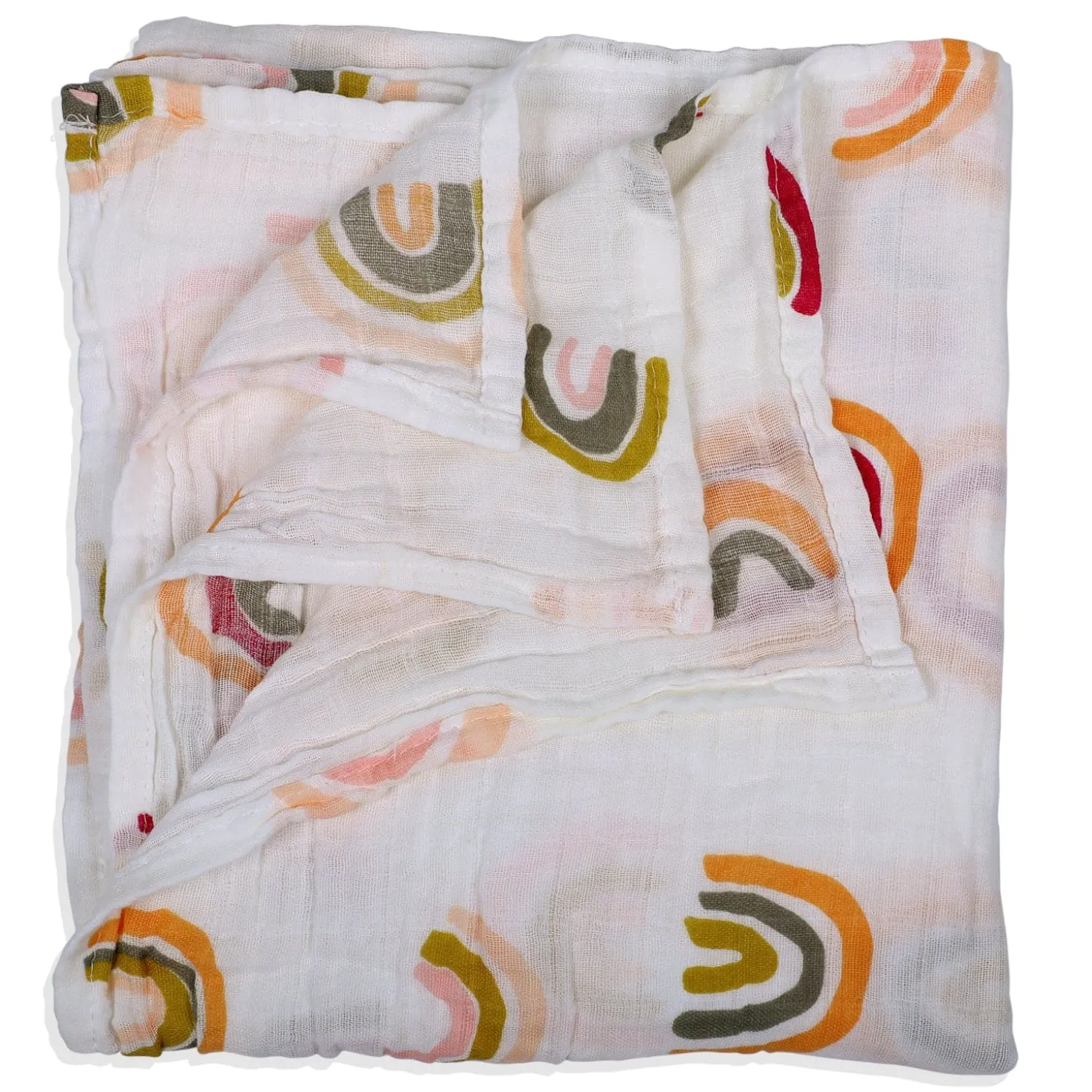 Baby Moo Rainbow Soft Wrapper Muslin Swaddle - White