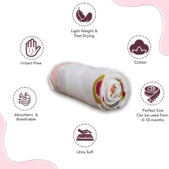 Baby Moo Rainbow Soft Wrapper Muslin Swaddle - White
