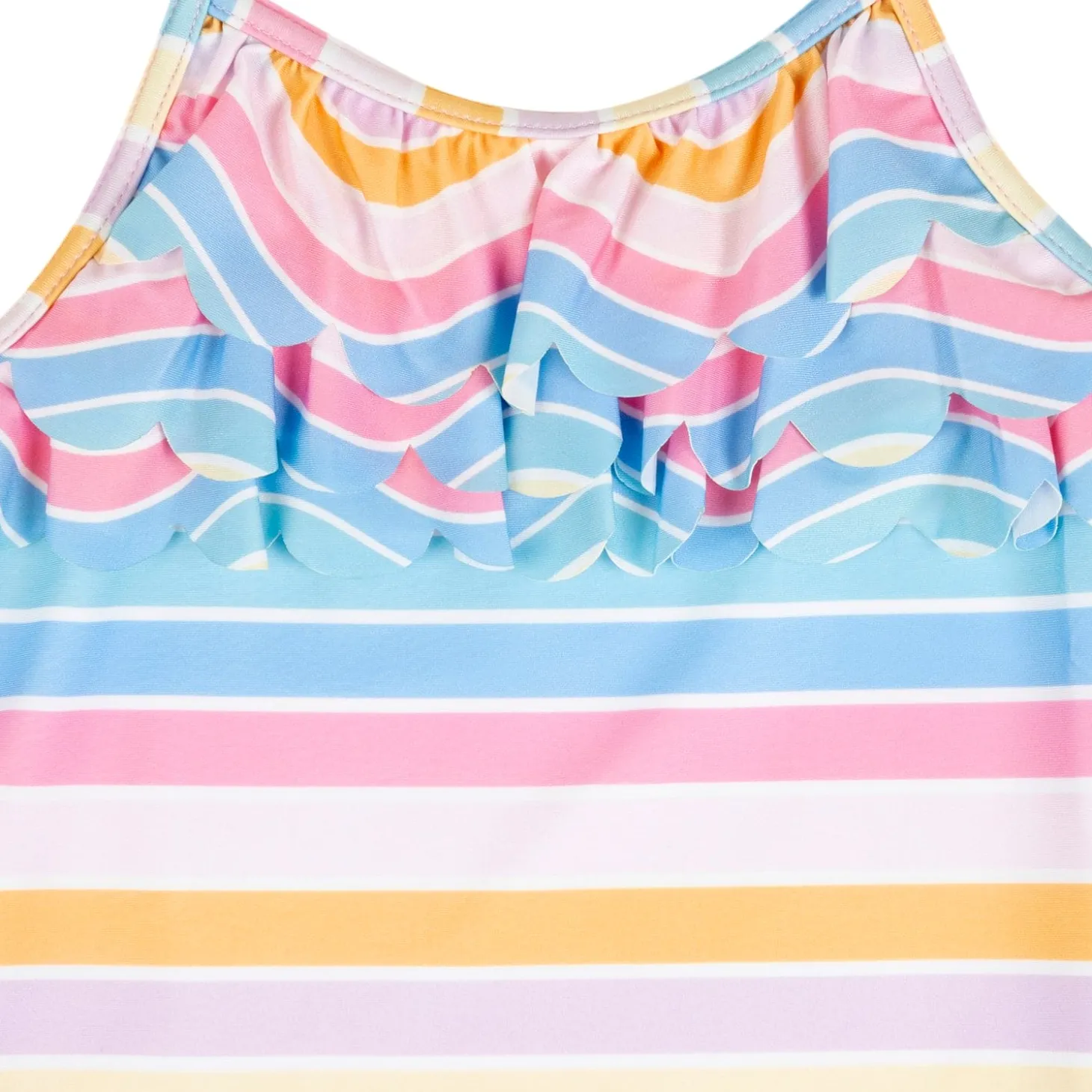 Baby Moo Rainbow Striped Beach Two-Piece Swimsuit Pool Swimming Costume - Pink