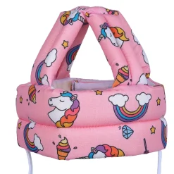 Baby Moo Rainbow Unicorn Head Protection Adjustable Cushioned Safety Helmet - Pink