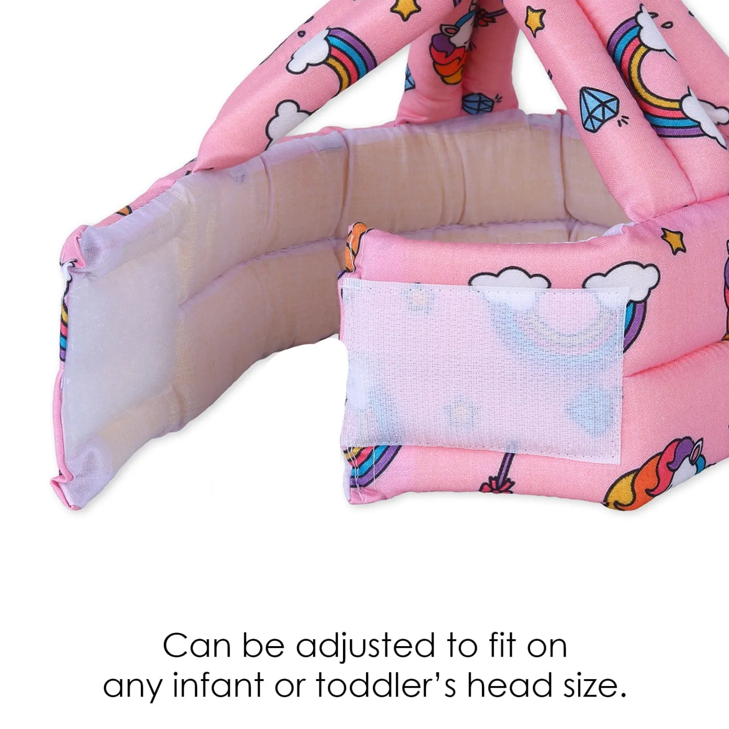Baby Moo Rainbow Unicorn Head Protection Adjustable Cushioned Safety Helmet - Pink