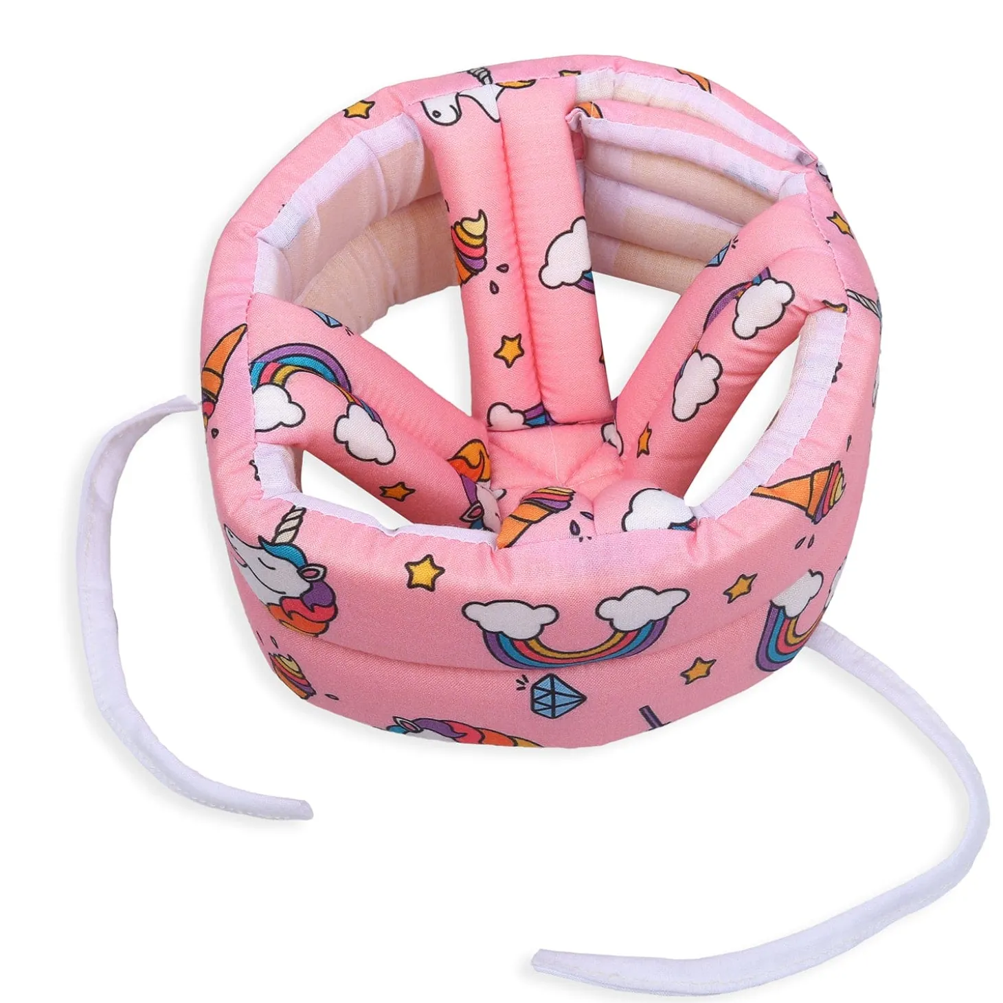 Baby Moo Rainbow Unicorn Head Protection Adjustable Cushioned Safety Helmet - Pink