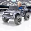 Baby Moo Ride On Jeep For Kids With Rechargeable 12V Battery Remote Control Double Seat - Grey
