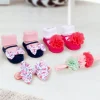 Baby Moo Ring a Ring o' Roses Infant Girl 4-Piece Gift Hairband And Socks Set - Pink