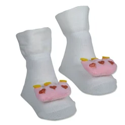 Baby Moo Royal Crown Cotton Anti-Skid 3D Socks - White