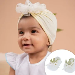 Baby Moo Royal Princess Crown Matching Cap And Socks Set - Yellow