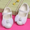 Baby Moo Royal Rhinestone Bow Velcro Strap Anti-Skid Ballerina Shoes - White
