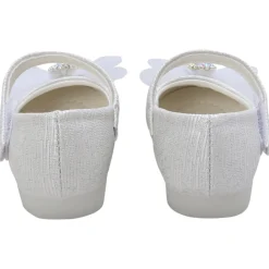 Baby Moo Royal Rhinestone Bow Velcro Strap Anti-Skid Ballerina Shoes - White
