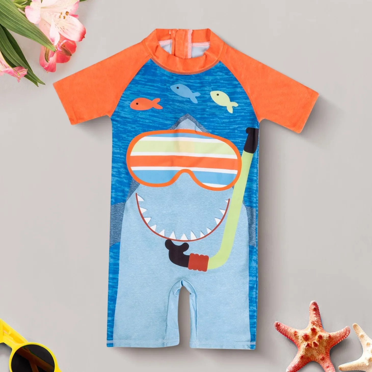 Baby Moo Scuba Beach Bodysuit One-Piece Swimsuit Pool Swimming Costume - Blue