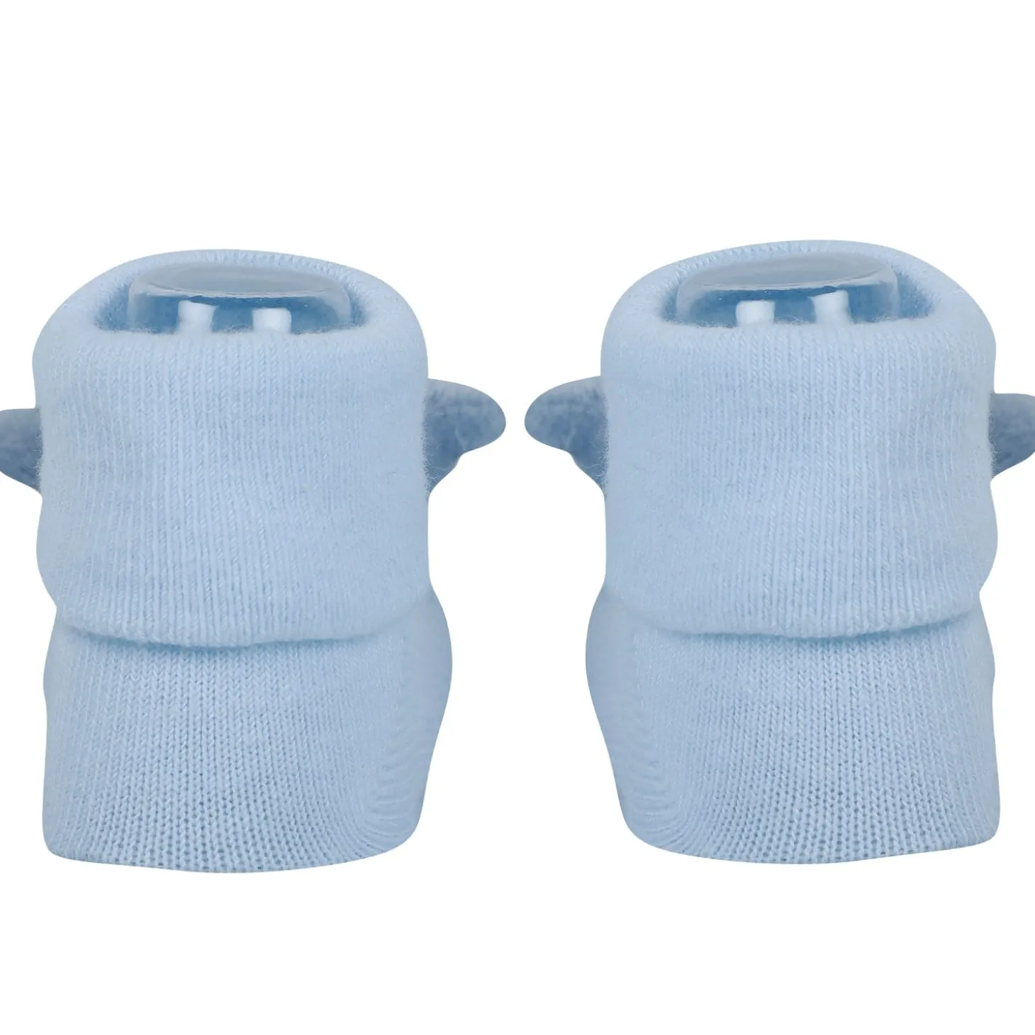 Baby Moo Shark And Panda 3D Rattle Anti-Skid Socks Booties Pack of 2 - Blue, Beige
