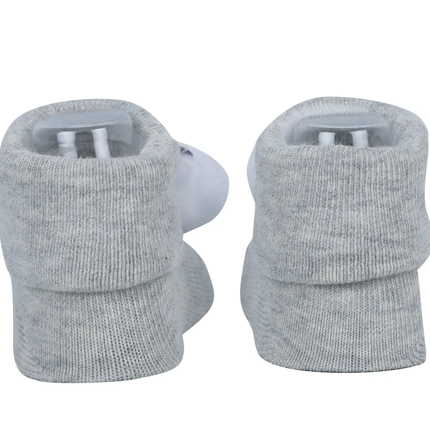 Baby Moo Shark And Panda 3D Rattle Anti-Skid Socks Booties Pack of 2 - Blue, Beige