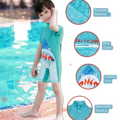 Baby Moo Shark Beach Bodysuit One-Piece Swimsuit Pool Swimming Costume - Sea Green