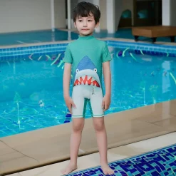 Baby Moo Shark Beach Bodysuit One-Piece Swimsuit Pool Swimming Costume - Sea Green
