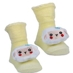 Baby Moo Sheep Cotton Anti-Skid 3D Socks - Yellow