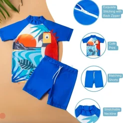 Baby Moo Singing Parrot Beach Bodysuit Two-Piece Swimsuit Pool Swimming Costume - Blue