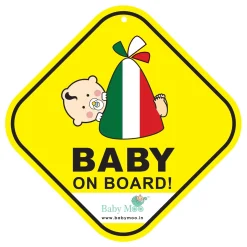 Baby Moo Sleeping Baby Car Safety Sign With Vacuum Suction Cup Clip - Yellow