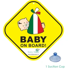 Baby Moo Sleeping Baby Car Safety Sign With Vacuum Suction Cup Clip - Yellow