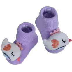 Baby Moo Sleeping Bird Cotton Anti-Skid 3D Socks - Purple
