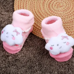 Baby Moo Sleeping Cloud Cotton Anti-Skid 3D Socks - Pink
