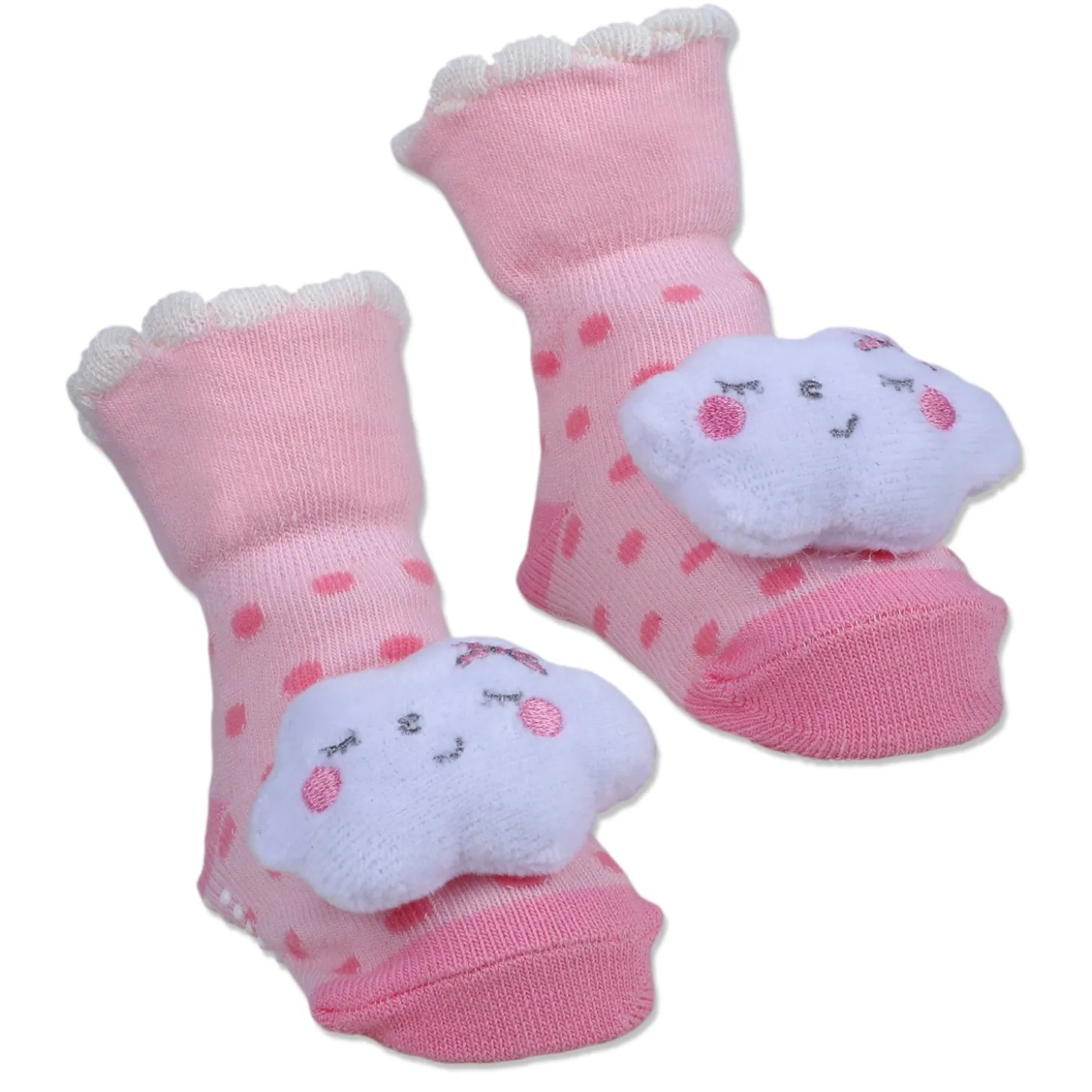 Baby Moo Sleeping Cloud Cotton Anti-Skid 3D Socks - Pink