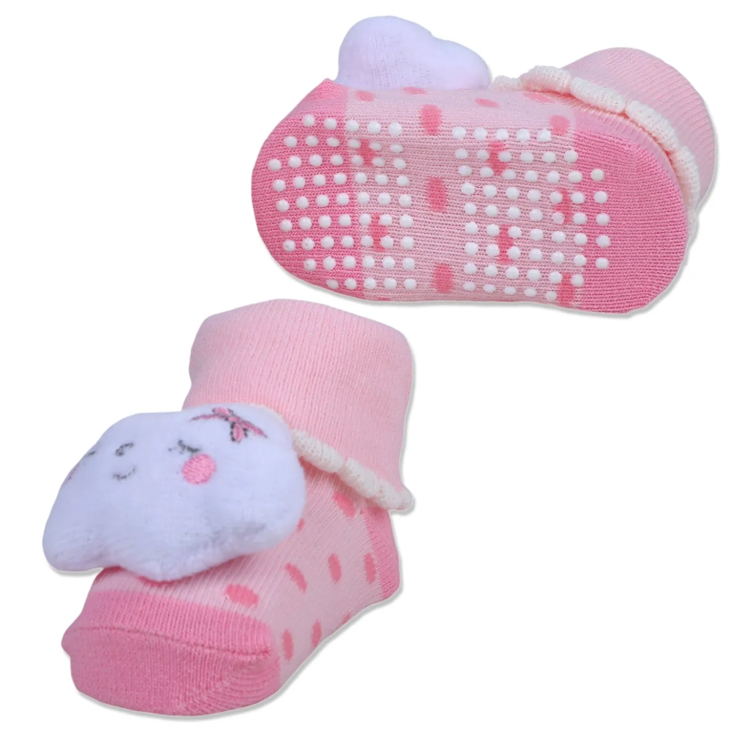 Baby Moo Sleeping Cloud Cotton Anti-Skid 3D Socks - Pink