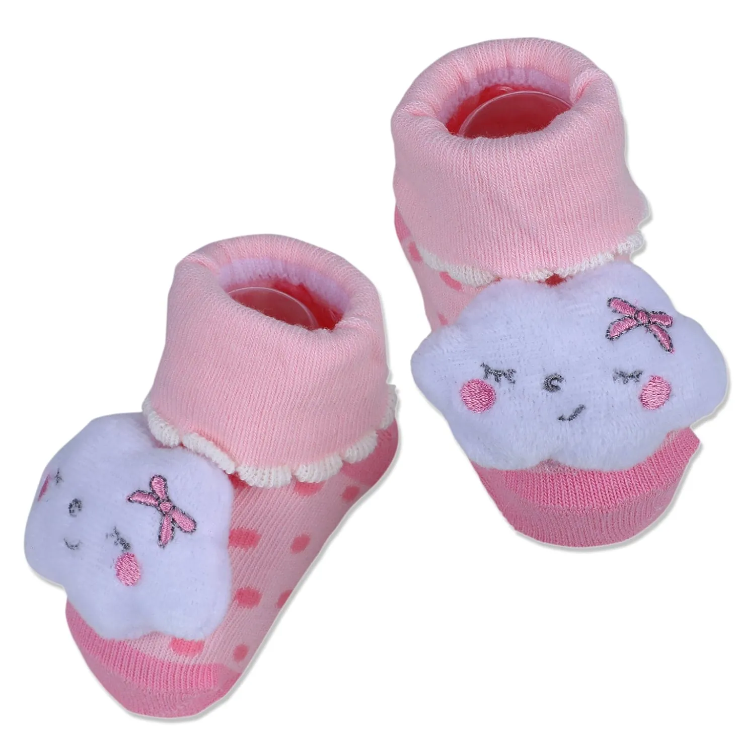 Baby Moo Sleeping Cloud Cotton Anti-Skid 3D Socks - Pink