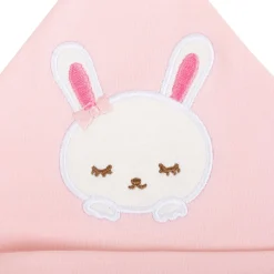 Baby Moo Sleepy Bunny Knotted Infants Ultra Soft 100% Cotton All Season Pack of 3 Caps - Pink