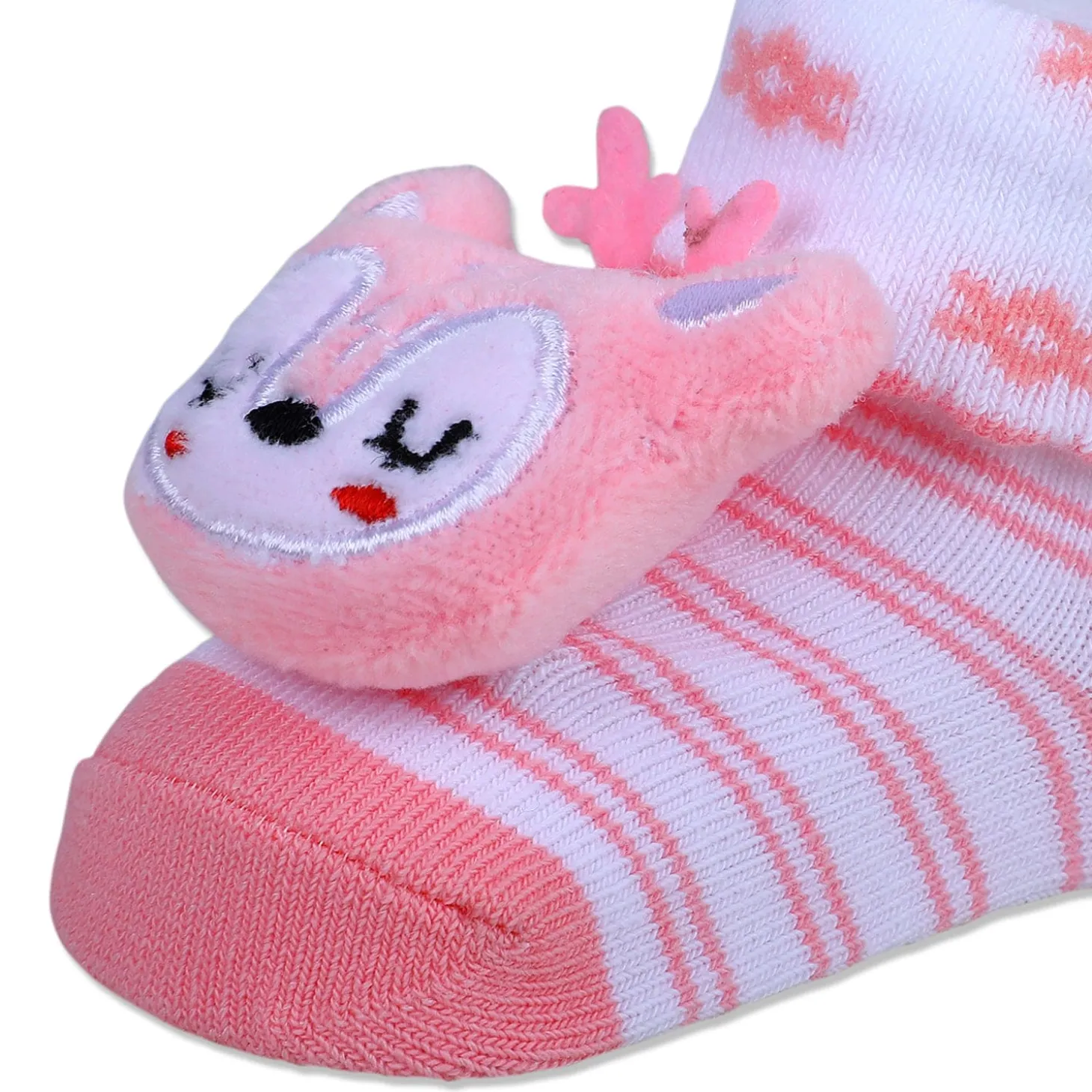 Baby Moo Sleepy Puppy Cotton Anti-Skid 3D Socks - Pink