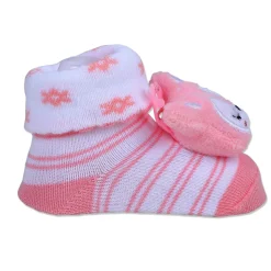 Baby Moo Sleepy Puppy Cotton Anti-Skid 3D Socks - Pink