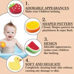 Baby Moo Sliced Custard Apple And Orange 2 Pk Bath Sponge - Multicolour