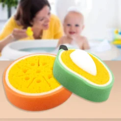 Baby Moo Sliced Orange And Mango 2 Pk Bath Sponge - Multicolour