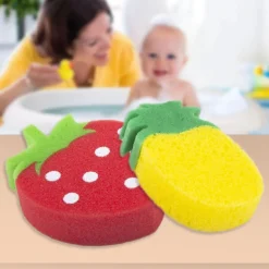 Baby Moo Sliced Strawberry And Pineapple 2 Pk Bath Sponge - Multicolour