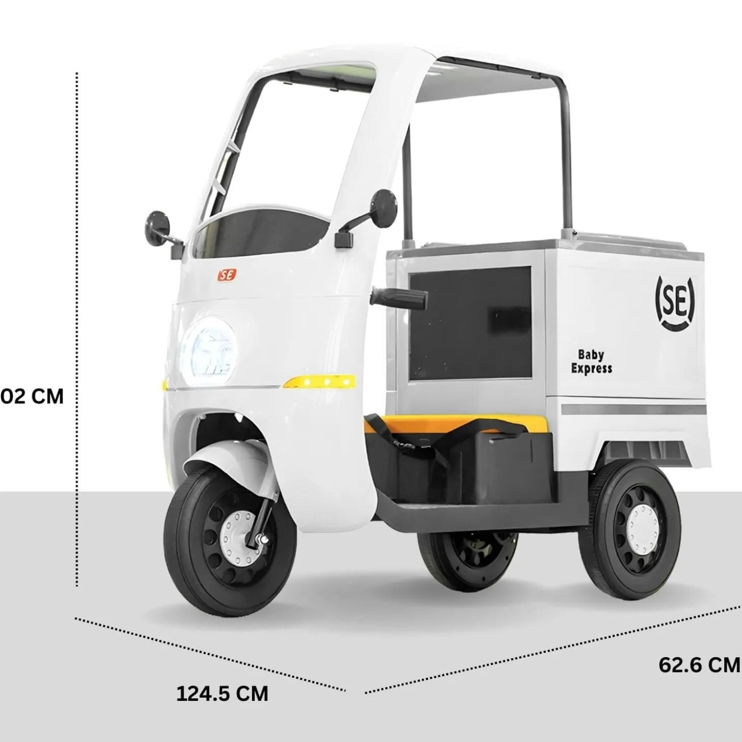Baby Moo Smart Ride on 3-Wheeler Electric Van - 12V Rechargeable Battery-Powered Transport Vehicle with Music & Lights - White