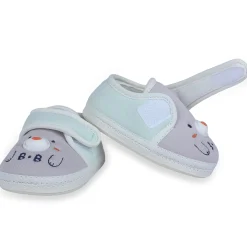 Baby Moo Smiling Bear Soft Sole Anti-Slip Booties - Grey