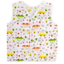 Baby Moo Smiling Stars Printed V-Neck Sleeveless Front Opening Button Cotton Jhablas 5 Pcs - Yellow, Multicolour