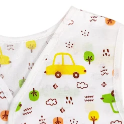 Baby Moo Smiling Stars Printed V-Neck Sleeveless Front Opening Button Cotton Jhablas 5 Pcs - Yellow, Multicolour
