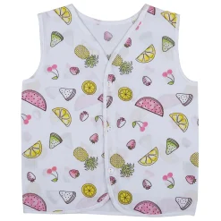 Baby Moo Smiling Stars Printed V-Neck Sleeveless Front Opening Button Cotton Jhablas 5 Pcs - Yellow, Multicolour