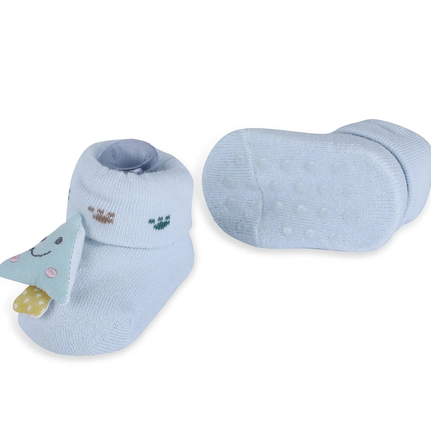 Baby Moo Smiling Tree Cotton Anti-Skid 3D Socks - Blue