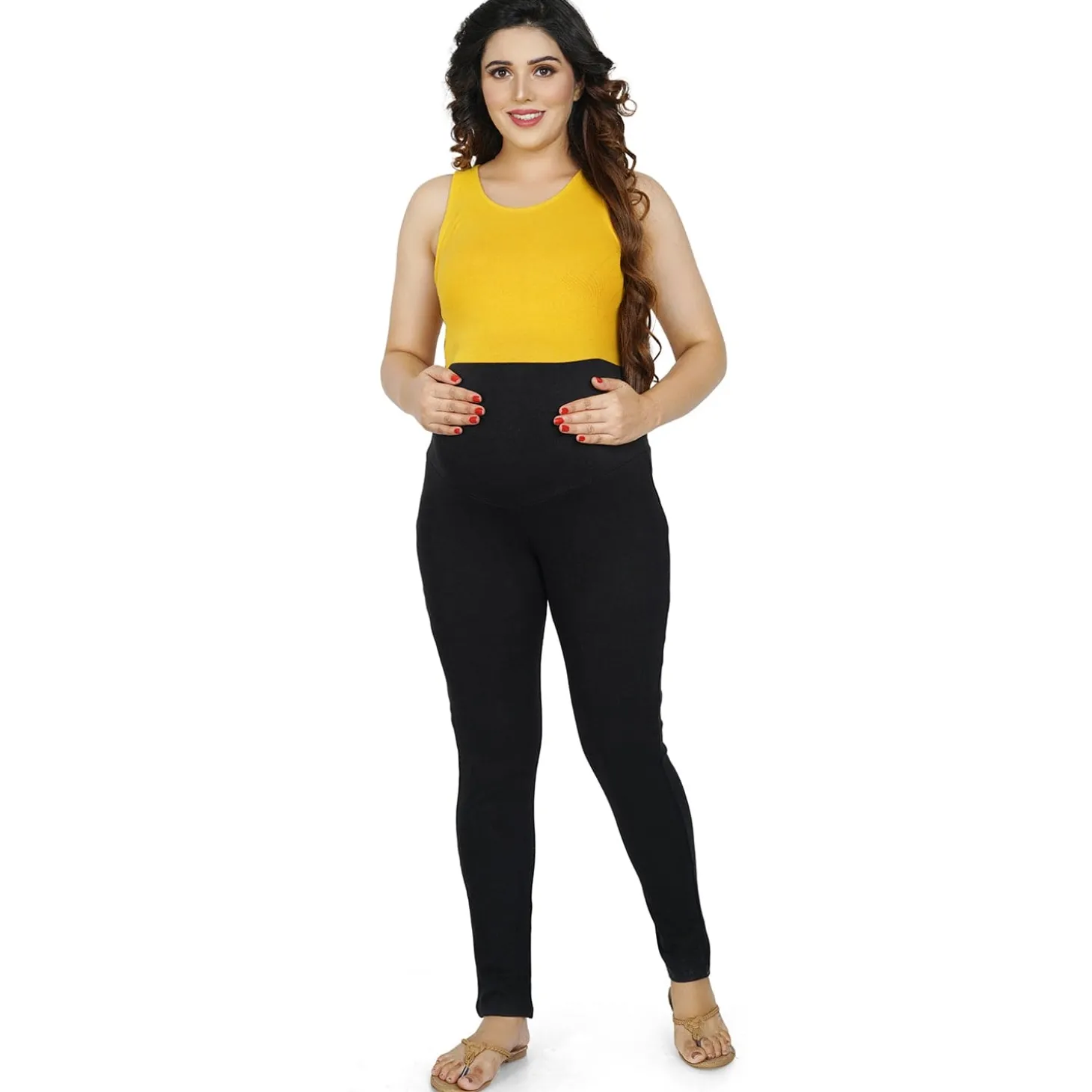 Baby Moo Soft And Comfy Ankle Length Maternity Pant Solid - Black