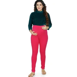 Baby Moo Soft And Comfy Full Length Maternity Leggings Solid - Pink
