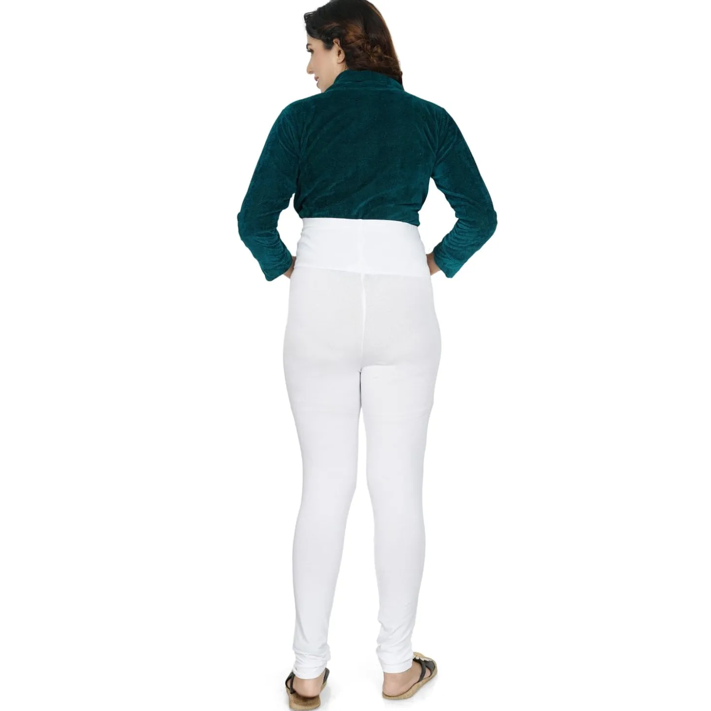 Baby Moo Soft And Comfy Full Length Maternity Leggings Solid - White