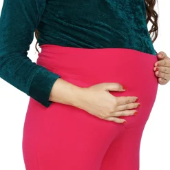 Baby Moo Soft And Comfy Full Length Maternity Leggings Solid - Pink