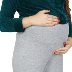 Baby Moo Soft And Comfy Full Length Maternity Leggings Solid - Grey